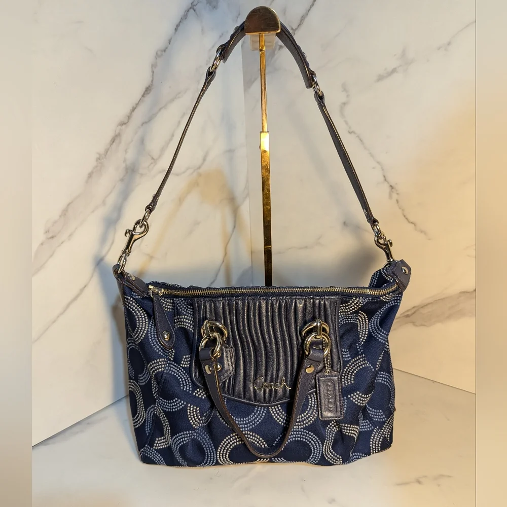 COACH Ashley Dotted Op Art Signature Satchel EUC